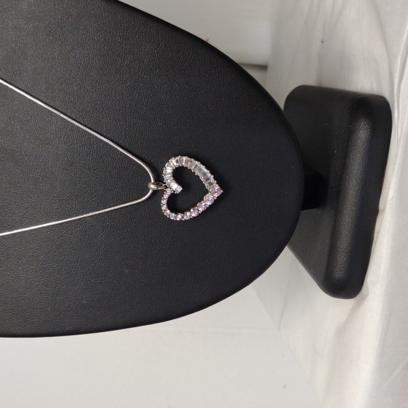 Jewelry - Silver Heart With Pink And Clear Stones | Stamp of P925 on pendant.